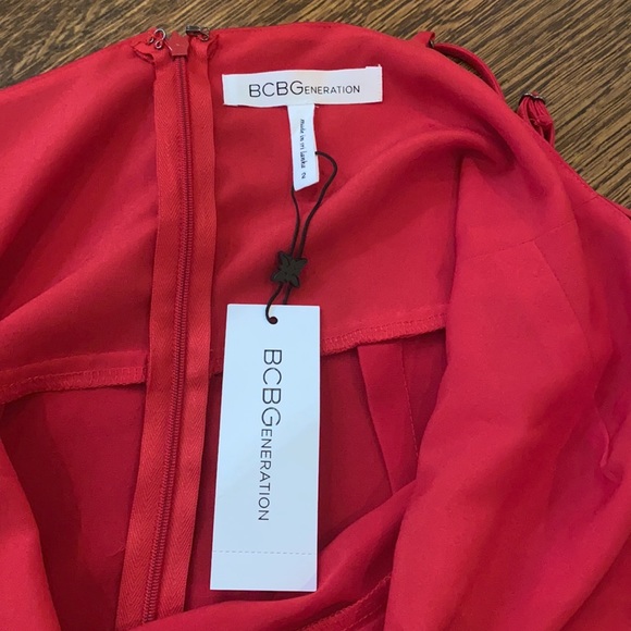 BCBGeneration Asymmetrical Satin Wrap Dress - Picture 4 of 5